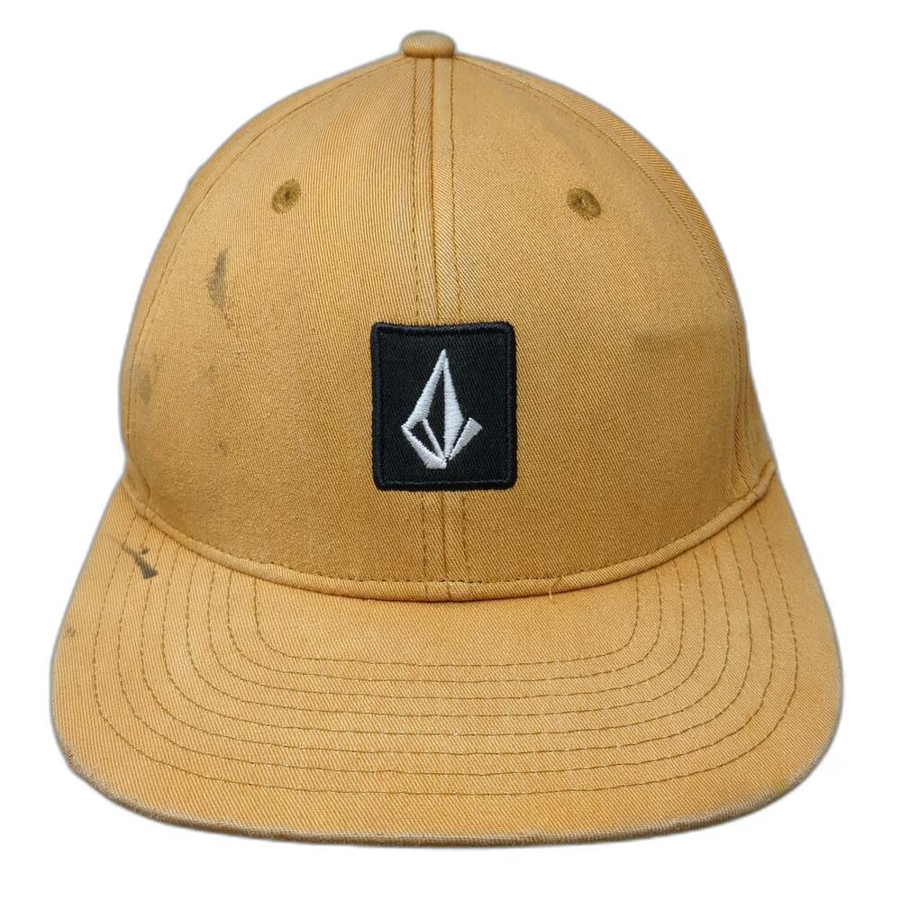 Volcom Snapback Hat Brown One Size Stone Logo Flat Brim 6-Panel Skateboarding